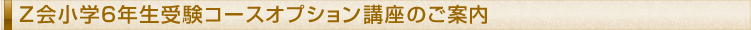 Z会小学6年生受験コースオプション講座のご案内
