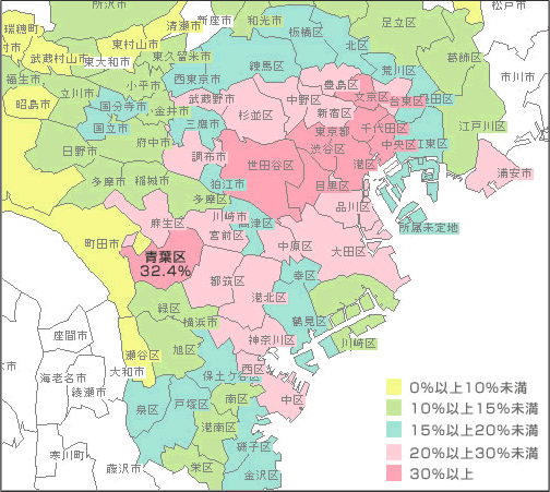 首都圏私立中学進学率マップ