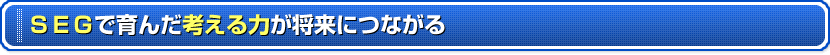 SEGで育んだ考える力が将来につながる