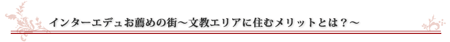 インターエデュお薦めの街～文教エリアに住むメリットとは？～